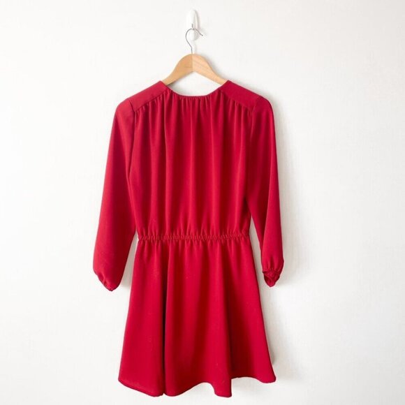 Aritzia Babaton Button Up Long Sleeve Day Dress Red Size  Medium - Picture 4 of 7